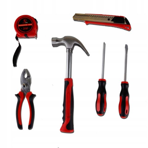 ZESTAW NARZĘDZI 6 szt KOMBINERKI MŁOTEK ŚRUBOKRĘTY