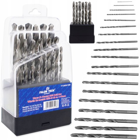 ZESTAW WIERTEŁ DO METALU WIERTŁA MOCNE HSS 19 EL.