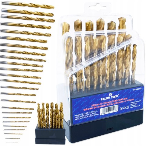 ZESTAW WIERTEŁ DO METALU tytan 1-13mm WIERTŁO 25el