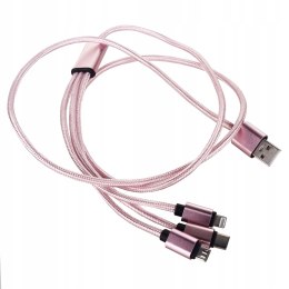 KABEL ŁADOWARKA 3w1 DO IPHONE MICRO USB TYP-C