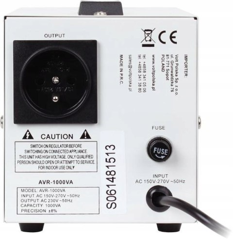 V19 STABILIZATOR NAPIĘCIA PRĄDU 1000VA REGULATOR