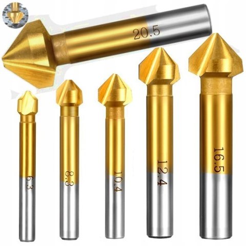 WIERTŁA FREZUJĄCE FREZY STOŻKOWE POGŁĘBIACZE 6-SZT