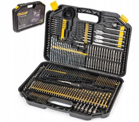 ZESTAW KOMPLET WIERTEŁ NASADEK BITÓW OTWORNIC 246E