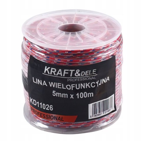 Lina Wielofunkcyjna 5 mm x 100 m Czerwona Ogrodowa Namiotu KRAFT&DELE