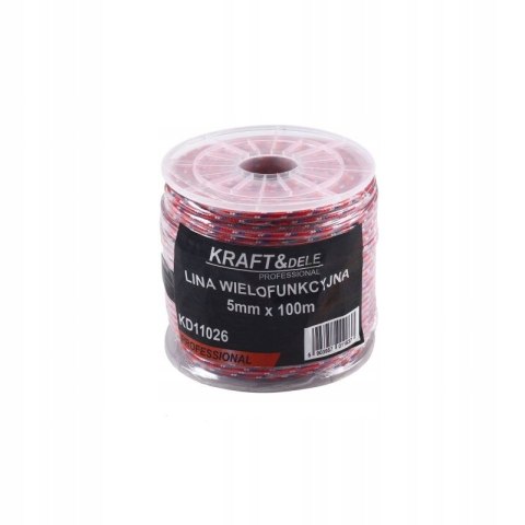 Lina Wielofunkcyjna 5 mm x 100 m Czerwona Ogrodowa Namiotu KRAFT&DELE