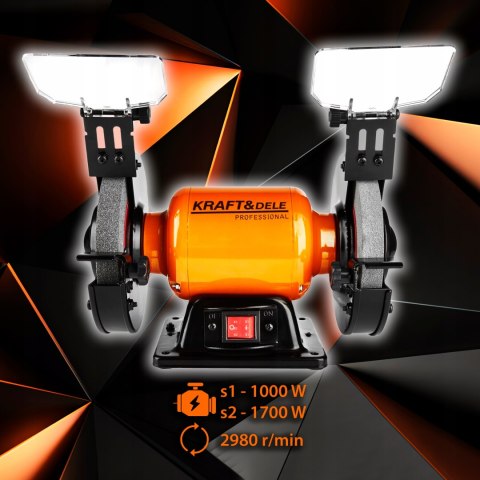 Szlifierka Stołowa 1700W 230V Kamień 2x 150x12,7 mm 2980 RPM Kraft&Dele