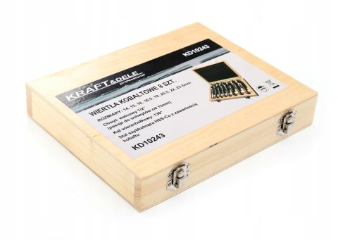 Wiertła Kobaltowe 14-25,5mm 8 sztuk Kraft Dele KD10243