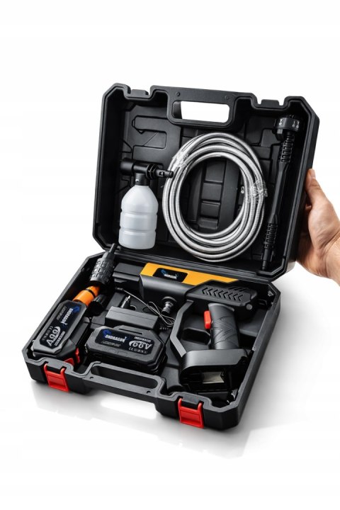 66V MYJKA CIŚNIENIOWA AKUMULATOROWA WALIZKA + 2 AKU MYJKA BEZPRZEWODOWA 5Ah