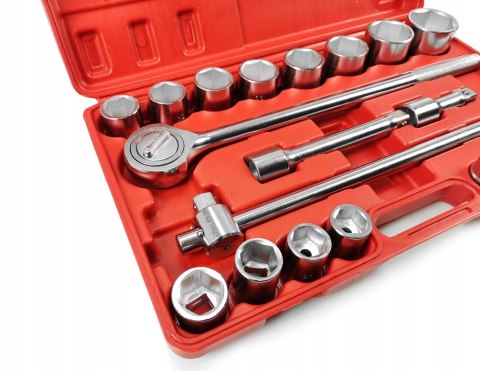 KLUCZE NASADOWE ZESTAW WALIZKA 3/4" 21 ELEMENTÓW 19-50MM SZEŚCIOKĄTNE