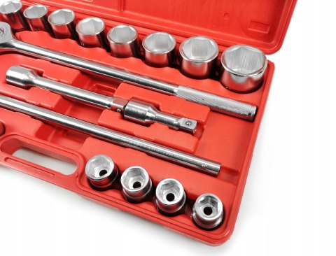 KLUCZE NASADOWE ZESTAW WALIZKA 3/4" 21 ELEMENTÓW 19-50MM SZEŚCIOKĄTNE