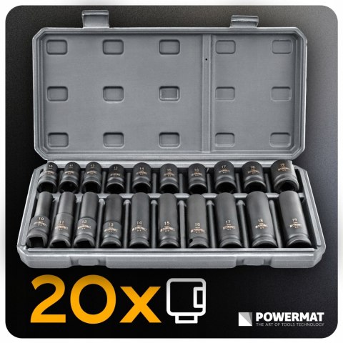 NASADKI UDAROWE HEX 1/2 CR-V 20SZT 38MM 78MM DO KLUCZA UDAR WALIZKA ZESTAW