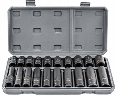 NASADKI UDAROWE HEX 1/2 CR-V 20SZT 38MM 78MM DO KLUCZA UDAR WALIZKA ZESTAW