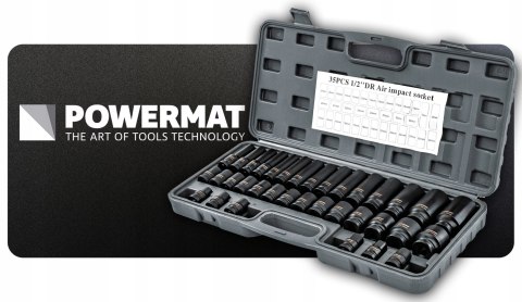 NASADKI UDAROWE HEX 1/2 CR-V 35SZT 38MM 78MM DO KLUCZA UDAR WALIZKA ZESTAW