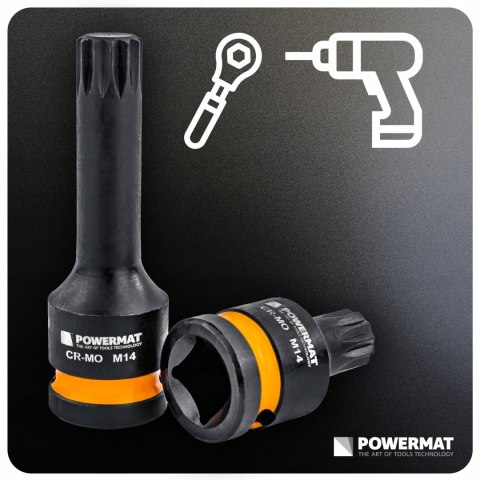 NASADKI UDAROWE SPLINE 1/2 CRMO 6SZT M14 M16 M18 DO ŚRUB 45MM 78MM WALIZKA