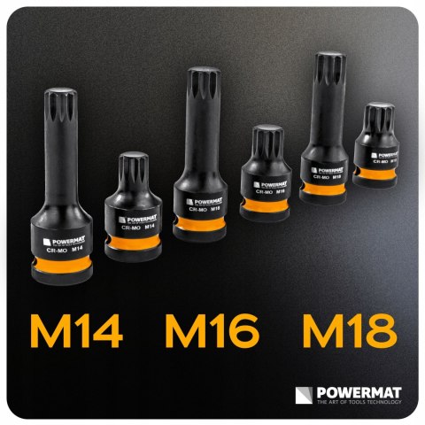 NASADKI UDAROWE SPLINE 1/2 CRMO 6SZT M14 M16 M18 DO ŚRUB 45MM 78MM WALIZKA