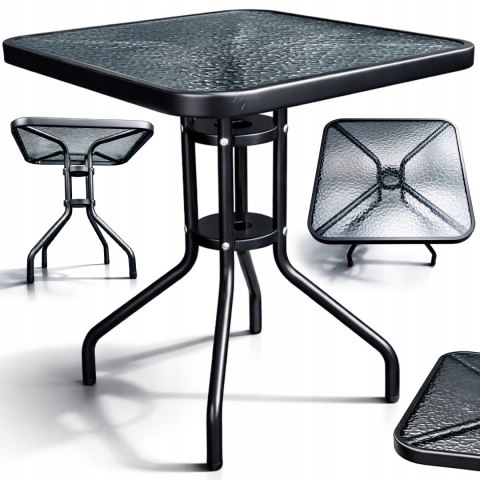 STOLIK BALKONOWY KWADRATOWY SZKLANY NATARAS PATIO BERGAMO 60x60 x 70 cm