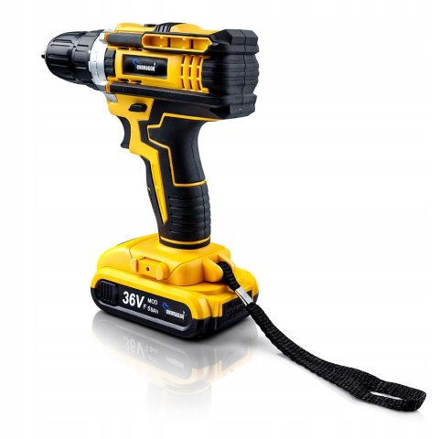WIERTARKO WKRĘTARKA AKUMULATOROWA 36V ŻÓŁTA + 2 AKUMULATORY 5.0Ah W WALIZA