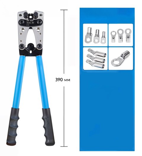 ZACISKARKA KOŃCÓWEK KABLI PRZEWODÓW PRASKA TULEJKI 390 mm 6-50mm2 PRO