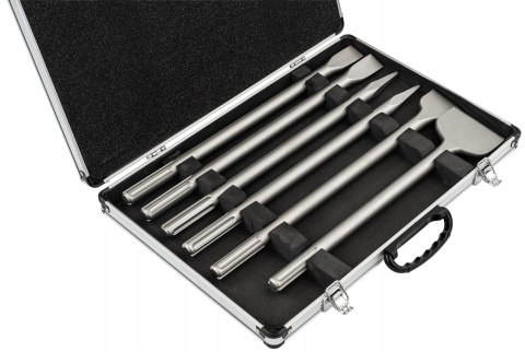 ZESTAW DŁUT SDS MAX 6 SZT. PŁASKIE DŁUTO DO BETONU PŁYTEK DŁUTA WALIZKA