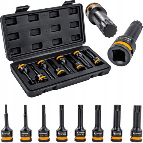 ZESTAW NASADEK UDAROWYCH SPLINE 1/2 CALA 78 MM CR-MO 8SZT DO KLUCZY WALIZKA