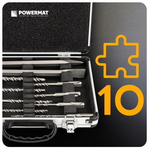 ZESTAW WIERTEŁ I DŁUT SDS PLUS WYTRZYMAŁE 10 SZT DO WIERCENIA KUCIA BETONU