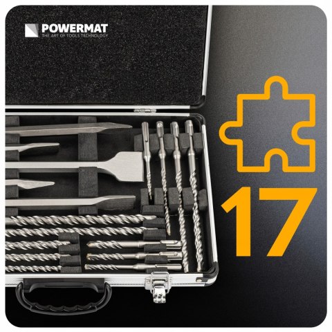 ZESTAW WIERTEŁ I DŁUT SDS PLUS WYTRZYMAŁE 17 SZT DO WIERCENIA KUCIA BETONU