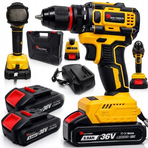 36V WIERTARKO WKRĘTARKA AKUMULATOROWA BEZSZCZOTKOWA UDAROWA LED 2xAKU mocna