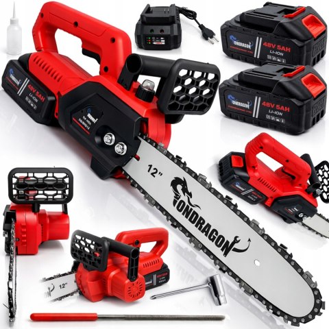 BEZSZCZOTKOWA PIŁA ŁAŃCUCHOWA PILARKA AKUMULATOROWA 12" 48V 2x AKU PRO