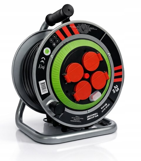 M PRZEDŁUŻACZ BĘBNOWY BUDOWLANY OGRODOWY 25M 3x2,5 KABEL NA BĘBNIE METALOWY