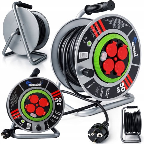 M PRZEDŁUŻACZ BĘBNOWY BUDOWLANY OGRODOWY 50M 3x2,5 KABEL NA BĘBNIE METALOWY
