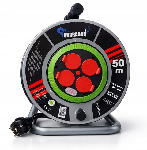 M PRZEDŁUŻACZ BĘBNOWY BUDOWLANY OGRODOWY 50M 3x2,5 KABEL NA BĘBNIE METALOWY