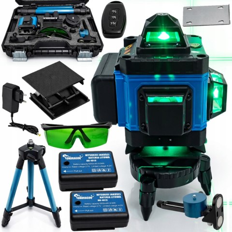 POZIOMICA LASEROWA LASER KRZYŻOWY ZIELONY SAMOPOZIOMUJĄCA 4D 360 + STATYW