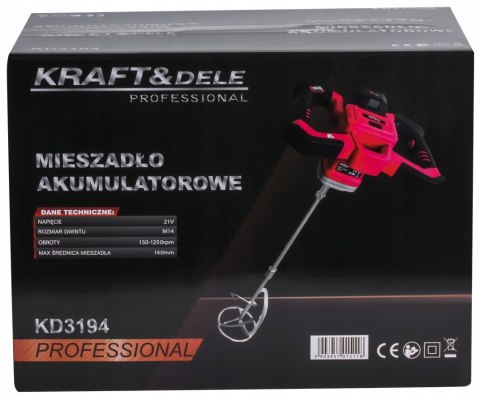 Mieszadło Do Zapraw Grubych i Gęstych 140mm M14 Metalowe Do Farb 6 trybów