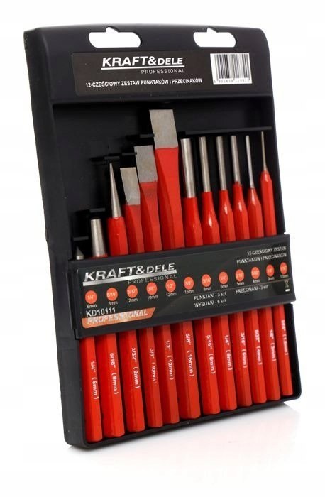 PRZECINAKI WYBIJAKI PUNKTAKI ZESTAW 12 SZTUK WALIZKA KD10111