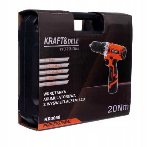 Wkrętarka wiertarka akumulatorowa Kraft&Dele KD3068 12V Li-ion LCD 2baterie