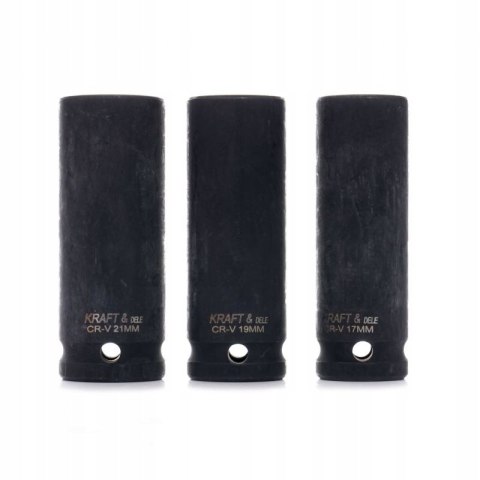 ZESTAW NASADKI UDAROWE KLUCZE NASADOWE 3 SZT 1/2" L:78 17-21mm KRAFT&DELE