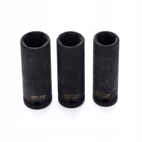 ZESTAW NASADKI UDAROWE KLUCZE NASADOWE 3 SZT 1/2" L:78 17-21mm KRAFT&DELE
