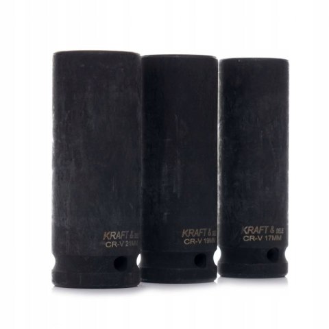 ZESTAW NASADKI UDAROWE KLUCZE NASADOWE 3 SZT 1/2" L:78 17-21mm KRAFT&DELE