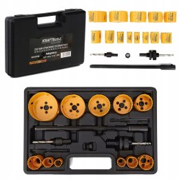 Zestaw Otwornic do Drewna Metalu 17 sztuk 19-76 mm + Adapter Kraft&Dele