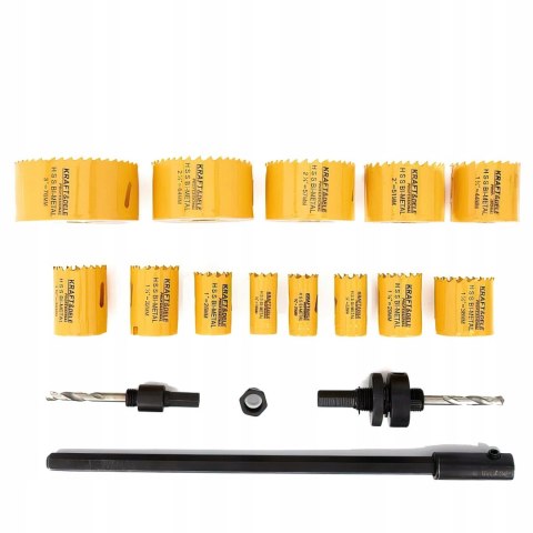 Zestaw Otwornic do Drewna Metalu 17 sztuk 19-76 mm + Adapter Kraft&Dele