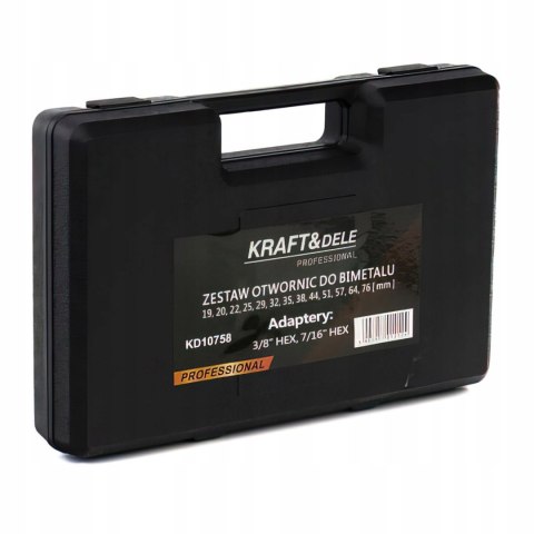 Zestaw Otwornic do Drewna Metalu 17 sztuk 19-76 mm + Adapter Kraft&Dele