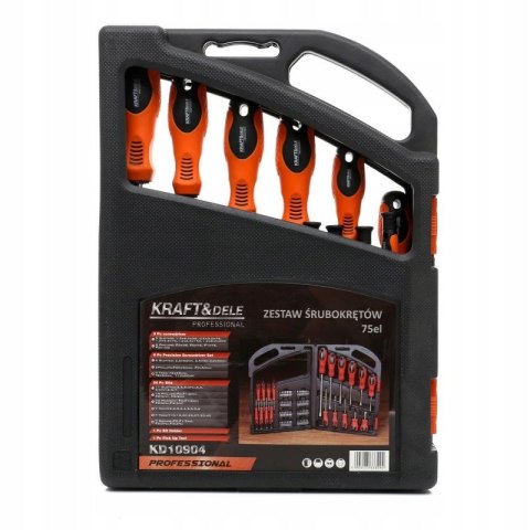 Zestaw Wkrętaków Śrubokrętów z Bitami Kraft&Dele 75 Elementów