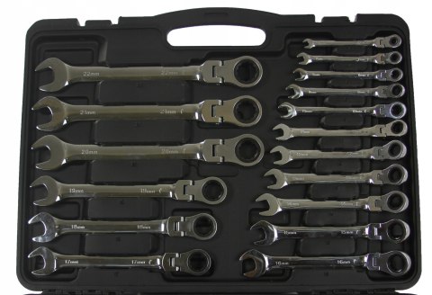 Klucz płasko-oczkowy Falon-Tech 22 el. 6-32 mm ze grzechotką