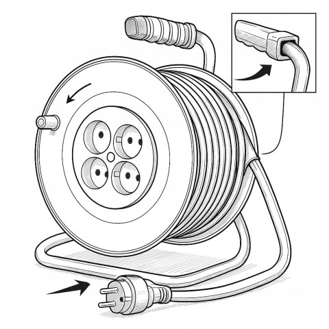 PRZEDŁUŻACZ OGRODOWY NA BĘBNIE 3X1,5 25M SPECDOM