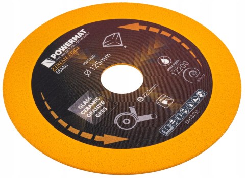 TARCZA DIAMENTOWA UNIWERSALNA DO SZKŁA GRESU CERAMIKI PŁYTEK SPIEKU 125 MM