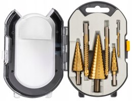 WIERTŁA STOPNIOWE FREZUJĄCE 4-32MM DO METALU DREWNA PLASTIKU 3-8MM 6 EL.