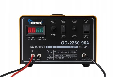 ROZRUCH 12/24V PROSTOWNIK SAMOCHODOWY Z ROZRUCHEM DO ŁADOWANIA MOC 90A LCD