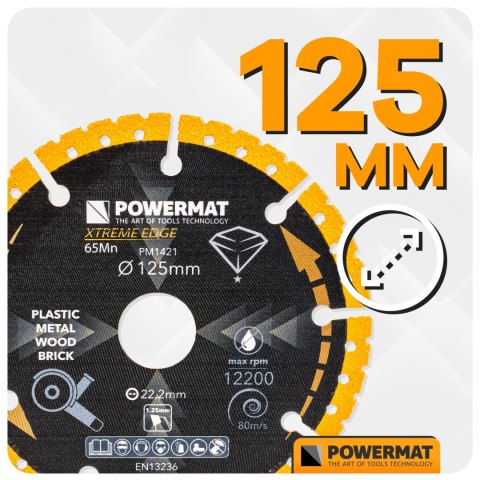 TARCZA DIAMENTOWA UNIWERSALNA DO METALU DREWNA CEGIEŁ CERAMIKI PCV 125 MM