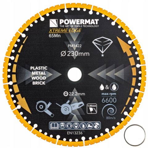 TARCZA DIAMENTOWA UNIWERSALNA DO METALU DREWNA CEGIEŁ CERAMIKI PCV 230 MM