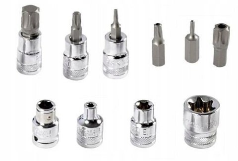KLUCZE NASADOWE NASADKI GWIAZDKA BITY TORX 3/8'' ZESTAW KLUCZY NASADEK 34el